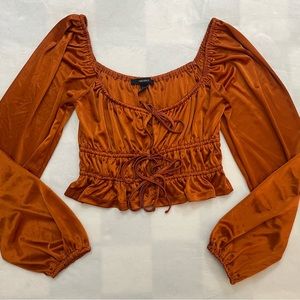 Forever 21 Orange tie crop top